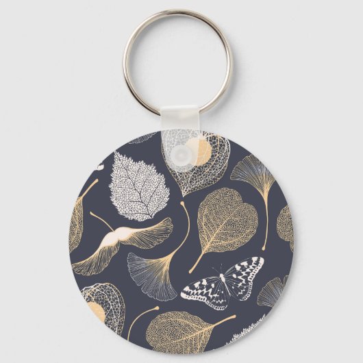 Porte-clés Feuilles de Ginkgo : Élégance florale incomparable (Recto)