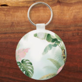 Porte-clés Feuilles de la Jungle Tropicale Aquarelle (Verso)