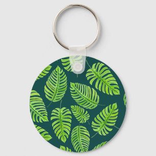 Porte-clés Feuilles de Monstera, motif d'aquarelle tropicale