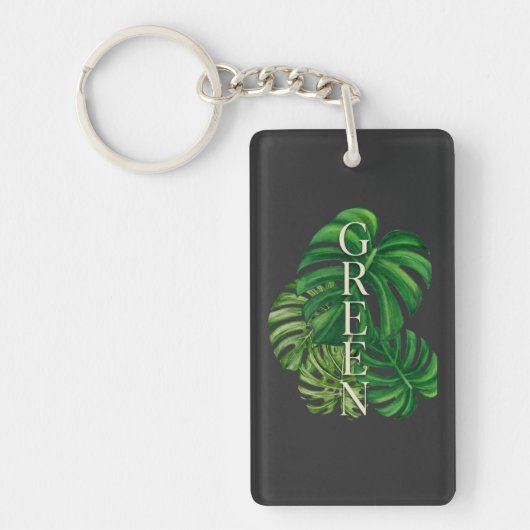 Porte-clés Feuilles de Monstera Vertes (Devant)