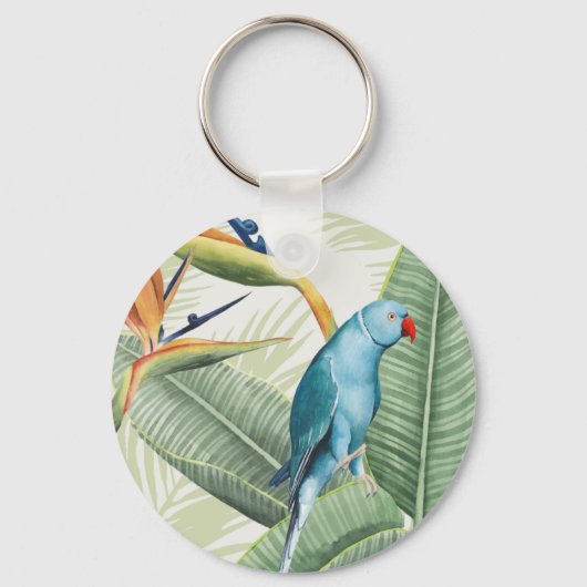 Porte-clés Feuilles De Palme Avec Oiseau Bleu (Recto)