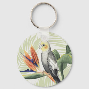 Porte-clés Feuilles de palmiers à oiseaux noirs