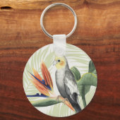 Porte-clés Feuilles de palmiers à oiseaux noirs (Recto)