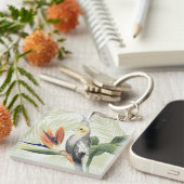 Porte-clés Feuilles de palmiers à oiseaux noirs (Devant Droit)