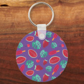 Porte-clés Feuilles de pavot, cerise, fraise et pastèque (Recto)