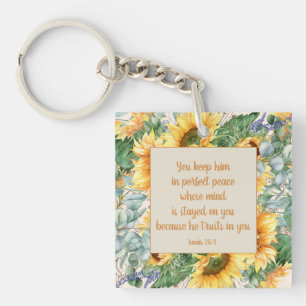 Porte-clés Feuilles de tournesol Verset de la Bible Gardez un