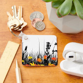 Porte-clés Feuilles d'érable d'automne et silhouette d'herbe