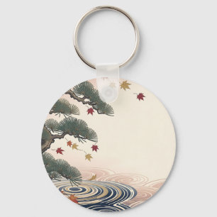 Porte-clés Feuilles d'érable de pin japonais Vagues d'automne