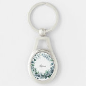 Porte-clés Feuilles d'Eucalyptus Botanique Verdure de Mariée (Devant)