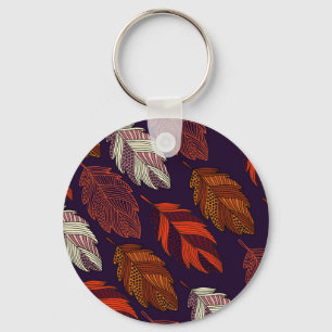 Porte-clés Feuilles diagonaux : Motif Vintage à main