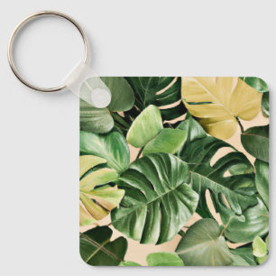 Porte-clés Feuilles florales/hawaïennes/tropicales