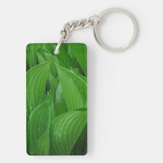 Porte-clés Feuilles Hosta avec Porte - clé acrylique Raindrop (Dos)