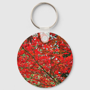 Porte-clés Feuilles rouges