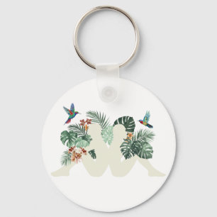 Porte-clés Feuilles tropicales et oiseaux Design esthétique d