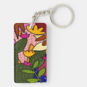 Porte-clés feuilles tropicaux Abstraits et fleurs (Dos)