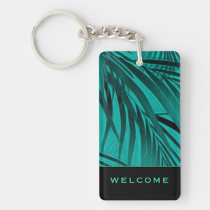 Porte-clés Feuilles Turquoise Palm Bienvenue Location de va
