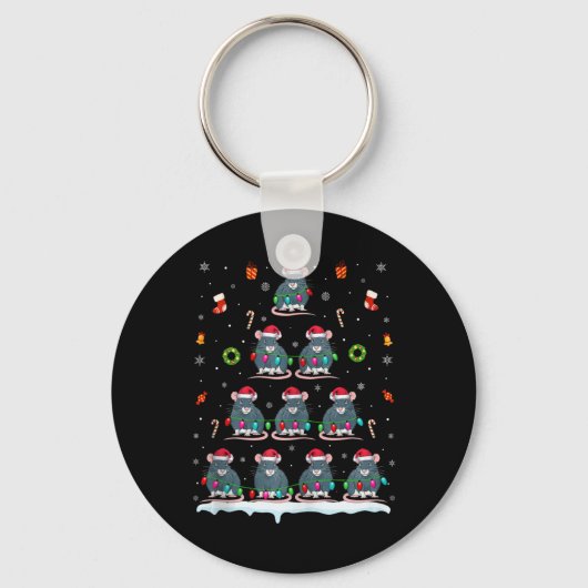 Porte-clés Feux d'arbre de Noël Rat pour hommes femmes Noël R (Recto)