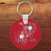 Porte-clés feux d'artifice 4 juillet rouge, blanc et bleu (Recto)