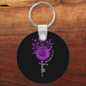 Porte-clés Fibromyalgie du tournesol papillon Sensibilisation (Recto)
