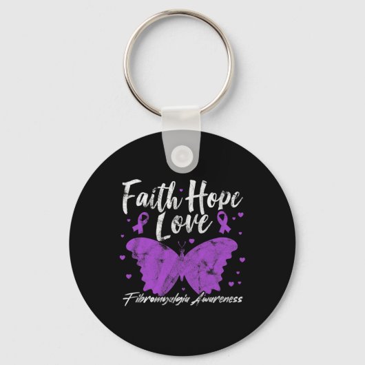 Porte-clés Fibromyalgie Sensibilisation au papillon violet Fi (Recto)