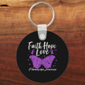 Porte-clés Fibromyalgie Sensibilisation au papillon violet Fi (Recto)