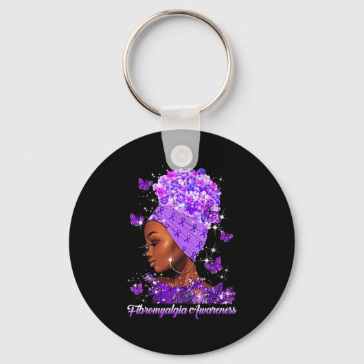 Porte-clés Fibromyalgie Sensibilisation Femme Flower Love Fig (Recto)