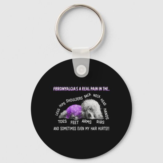 Porte-clés Fibromyalgie : une véritable douleur Bichon Frise  (Recto)