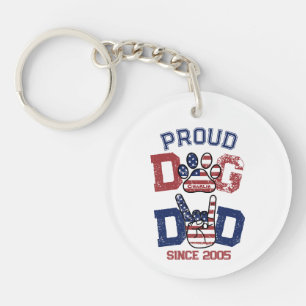 Porte-clés Fier American USA Pet Dog Papa Lover US Drapeau