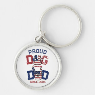 Porte-clés Fier American USA Pet Dog Papa Lover US Flag Keych