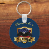 Porte-clés Fier d'être un vétéran américain - bleu marine (Recto)