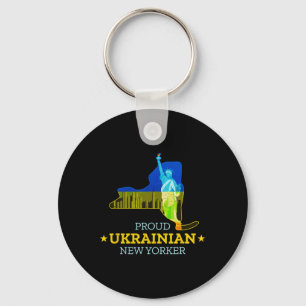 Porte-clés Fier New-Yorkais ukrainien - Carte de New York et