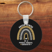 Porte-clés Fier Tante D'Un Diplômé Du Secondaire Arc-En-Ciel (Verso)