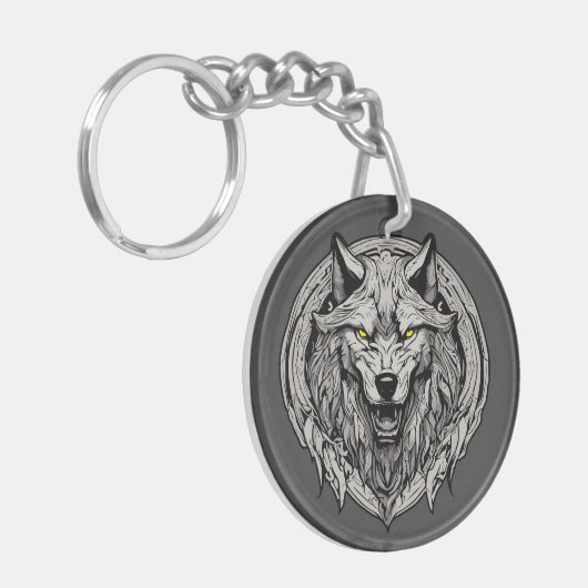 Porte-clés Fierce Wolf Mandala : Symbole de force (Devant gauche)