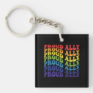 Porte-clés Fière Ally LGBTQ GAY PRIDE Arc en ciel