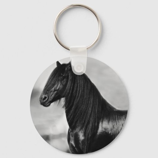 Porte-clés Fière Friesienne cheval d'étalon noir (Recto)
