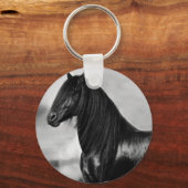 Porte-clés Fière Friesienne cheval d'étalon noir (Recto)