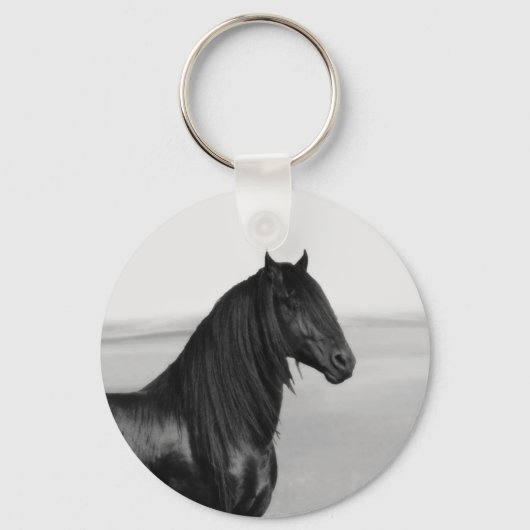 Porte-clés Fière Friesienne cheval d'étalon noir (Recto)