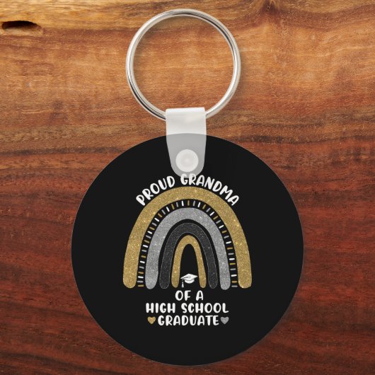 Porte-clés Fière Grand-Mère D'Un Lycée Diplômé Arc-En-Ciel (Recto)