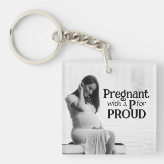 Porte-clés Fière nouvelle mère enceinte typographie cadeau po