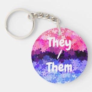 Porte-clés Fière Omnisexualité Groovy Boho Quirky Rétro Flora