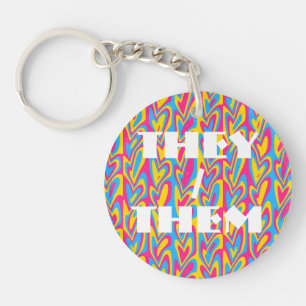 Porte-clés Fière Pansexualité Groovy Trippy Squiggly Quirky