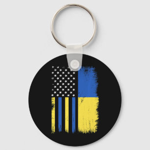 Porte-clés Fierté Contre L'Ukraine Vintage Amérique Ukrainien