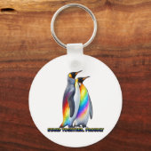 Porte-clés Fierté de pingouin arc-en-ciel debout ensemble (Verso)