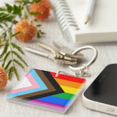 Porte-clés Fierté de progrès LGBTQ+ (Devant Droit)