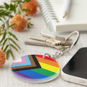 Porte-clés Fierté diversité Inclusive arc-en-ciel drapeau gay (Devant droit)