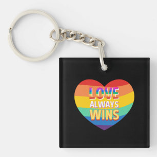 Porte-clés Fierté gay- l'amour gagne toujours. Couleur arc en