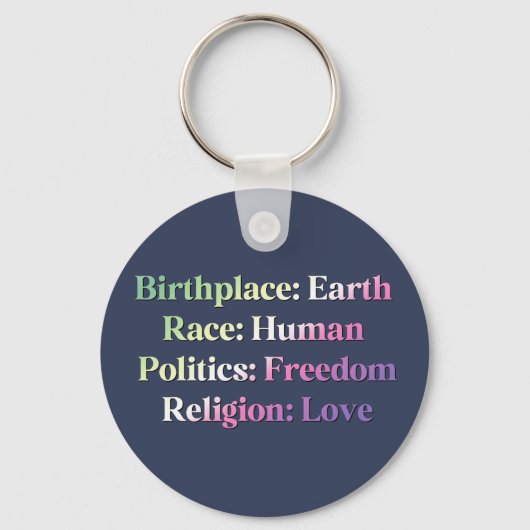 Porte-clés Fierté Genderfae - Lieu de naissance : Terre. Race (Recto)