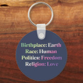 Porte-clés Fierté Genderfae - Lieu de naissance : Terre. Race (Recto)