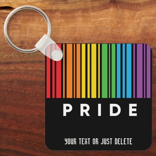 Porte-clés Fierté personnalisable Code barre arc-en-ciel LGBT (Recto)