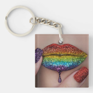 Porte-clés Fierté - Rouge à lèvres arc-en-ciel Les